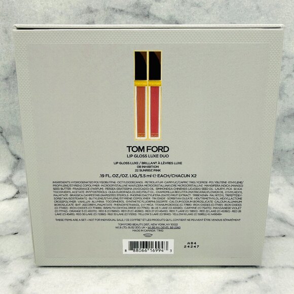 Tom Ford Gloss Luxe Moisturizing Lip Set-Inhibition & Sunrise Pink-2pc-BOXED-NEW - Picture 5 of 16